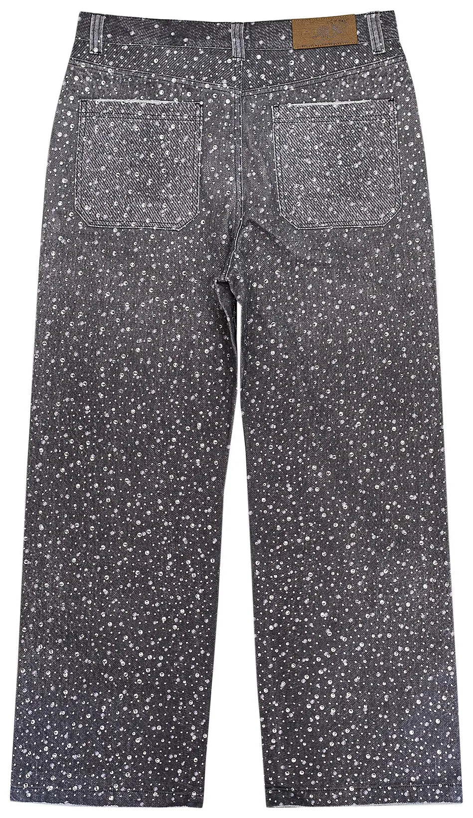 Birth Of Royal Child Printing Washed 20k Swarovski Diamond Boro Jeans