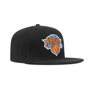 Mitchell & Ness NBA New York Knicks Satin Under Snapback Blue Bottom "Black Orange Blue"