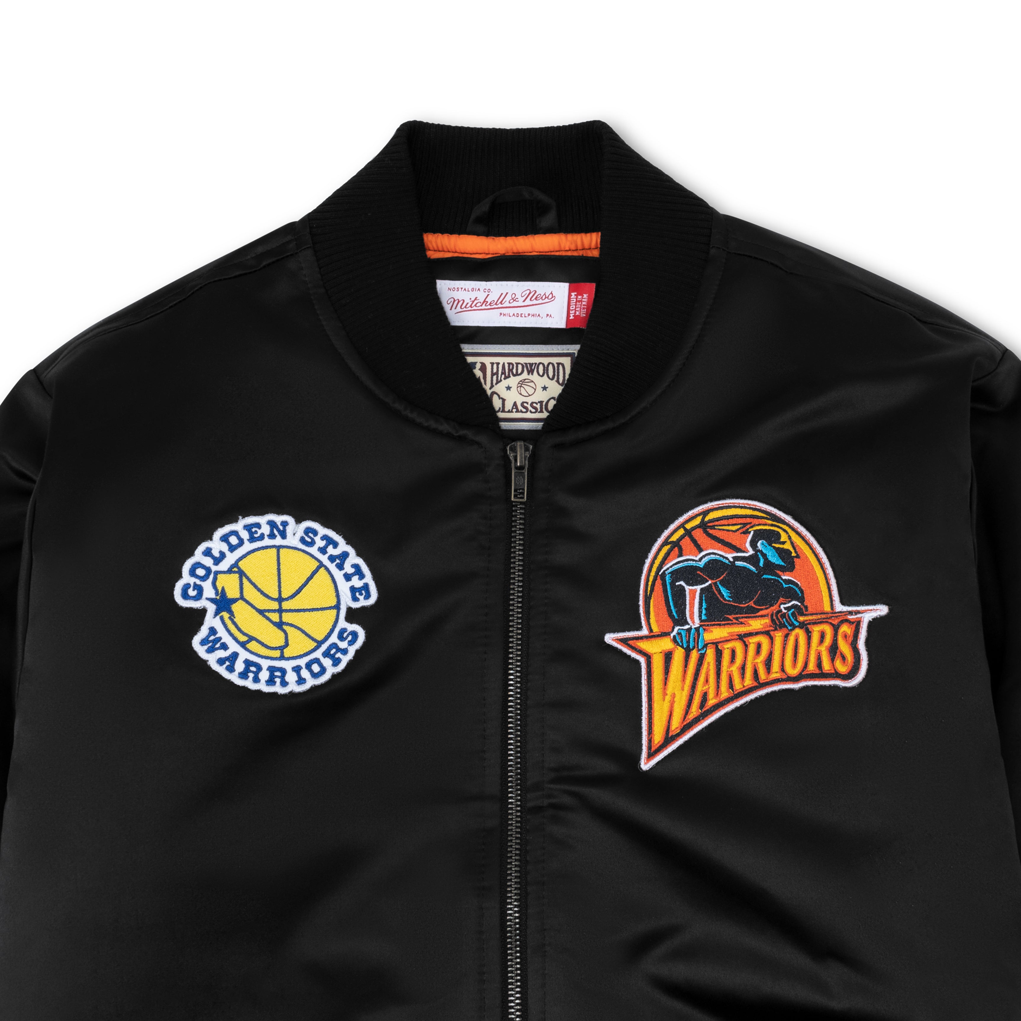 Mitchell & Ness NBA Golden State Warriors Satin Bomber Jacket