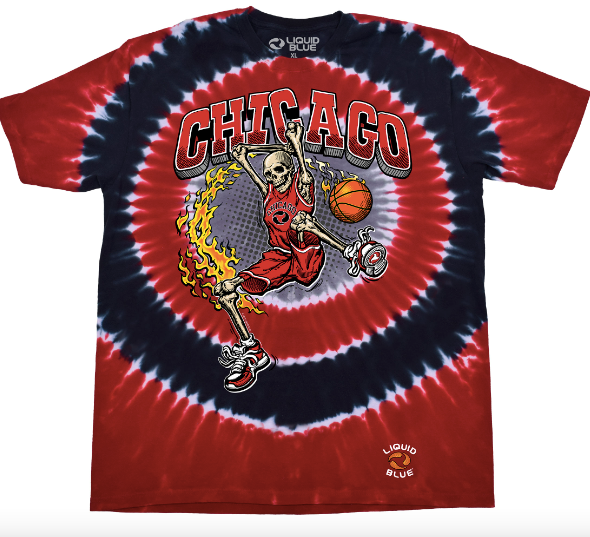 Liquid Blue Chicago Dunker Basketball Skeleton Tee