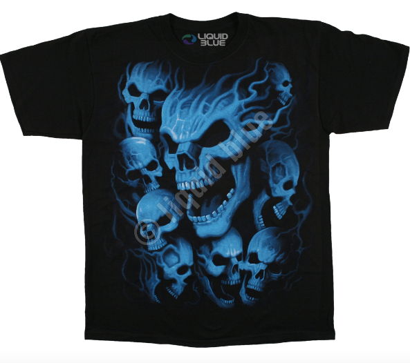Liquid Blue Vampire Skulls Tee