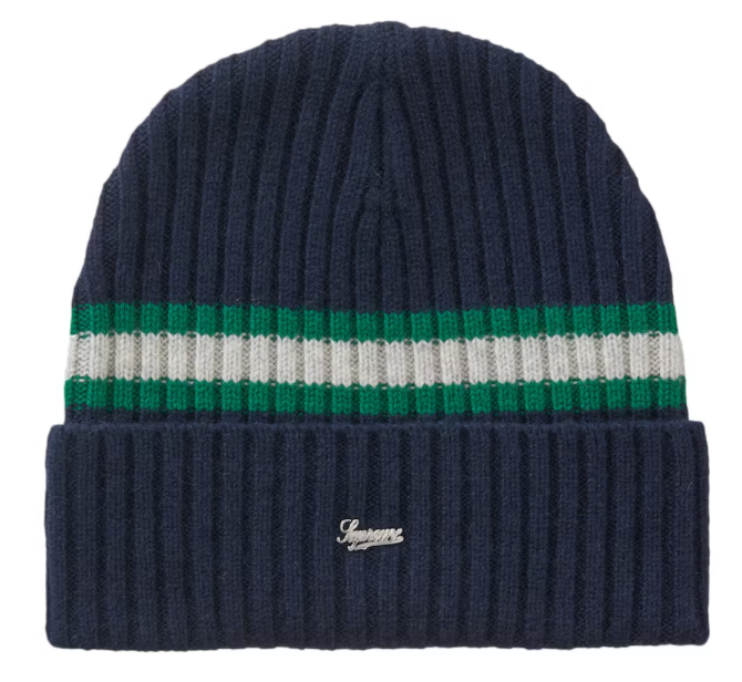 Supreme Striped Cashmere Beanie "Navy"