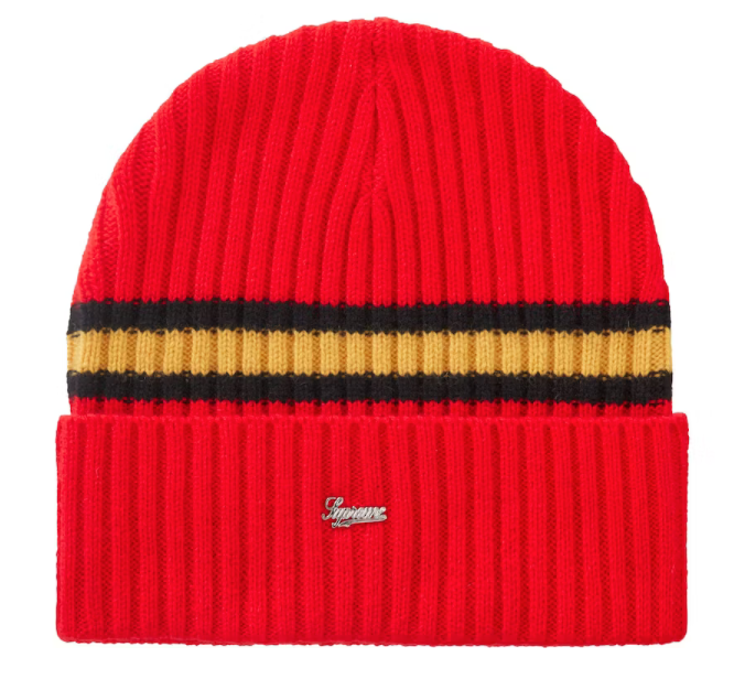 Supreme Striped Cashmere Beanie "Red"
