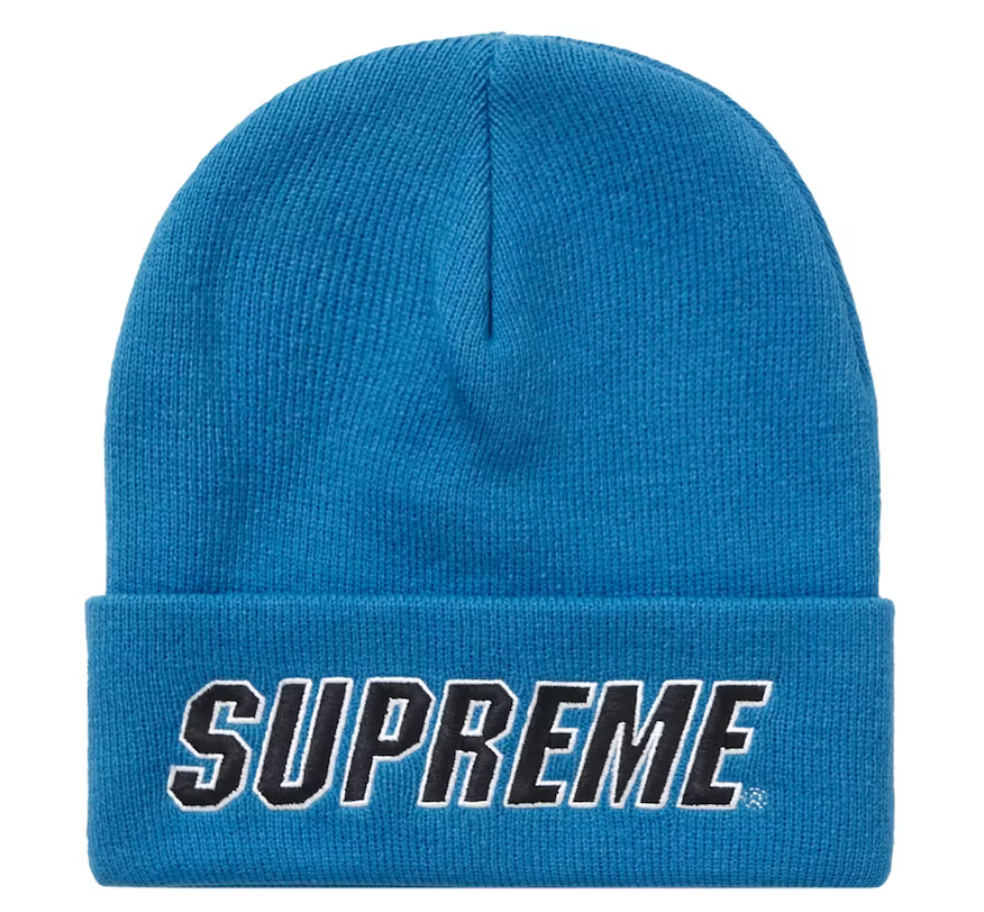 Supreme Slanted Logo Beanie "Blue"