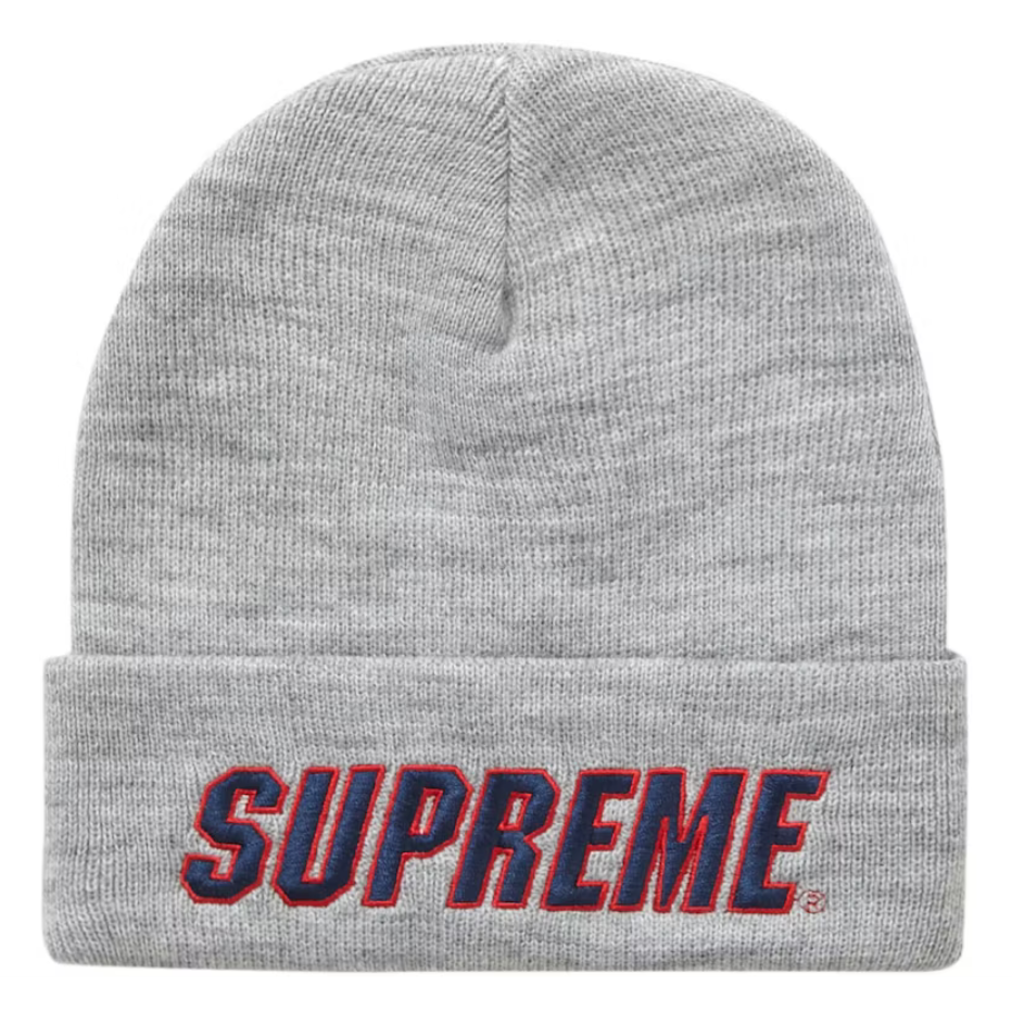 Supreme Slanted Logo Beanie "Heather Grey"