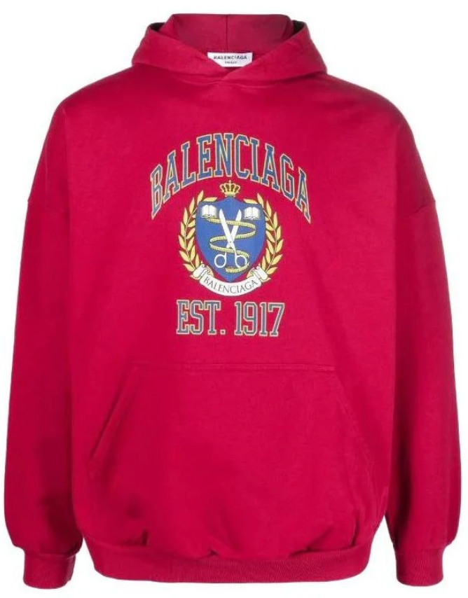 Balenciaga Est. 1917 College Logo Print Hoodie