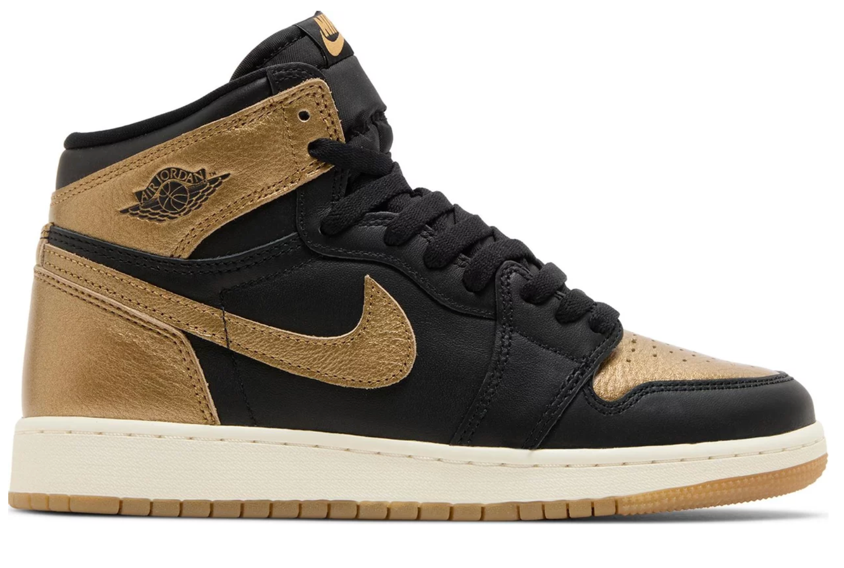 Air Jordan 1 Retro High OG GS Black Metallic Gold FCS Sneakers