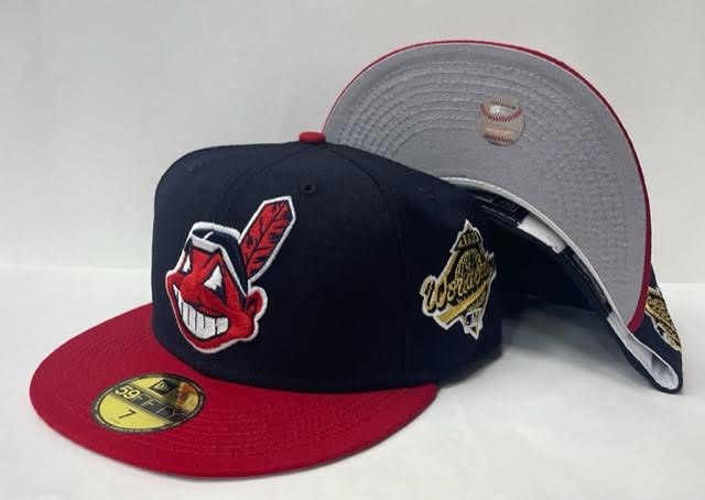 New Era Cleveland Indians Fitted Grey Bottom Navy Red White (1995 Wo –  FCS Sneakers