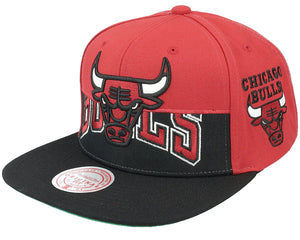 Mitchell & Ness NBA Chicago Bulls Half N Half Snapback Green Bottom "Red Black" (Chicago Bulls Patch Embroidery)
