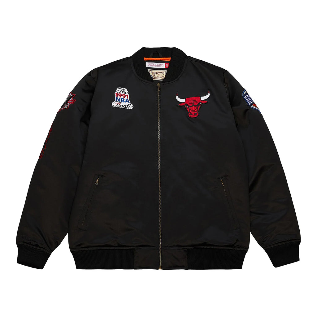 Mitchell & Ness NBA Chicago Bulls Satin Bomber Jacket "Black Red"