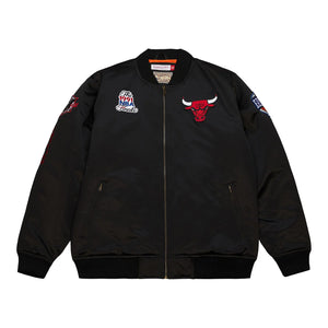 Mitchell & Ness NBA Chicago Bulls Satin Bomber Jacket "Black Red"