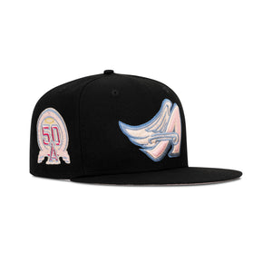 New Era L.A. Anaheim Angels Fitted Pink Bottom "Black Pink Sky" (50th Anniversary Embroidery)