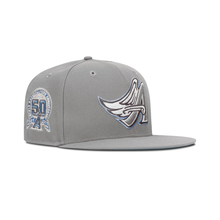 New Era L.A. Anaheim Angels Fitted Sky Bottom "Light Grey Sky" (50th Anniversary Embroidery)