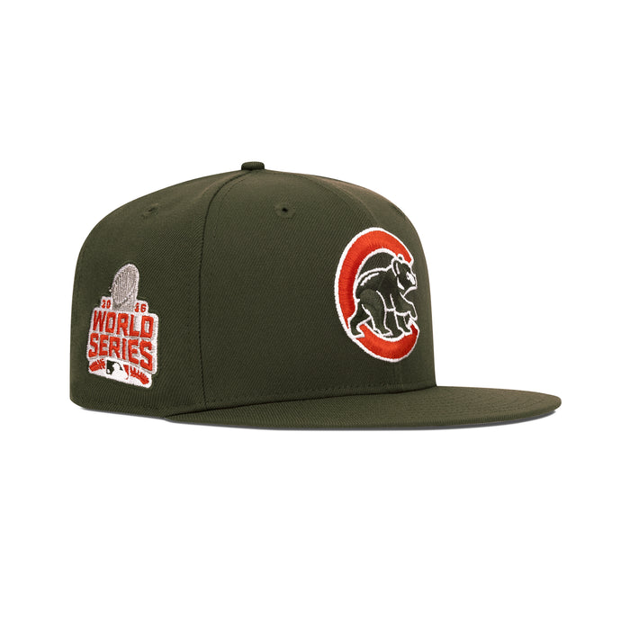 New Era Chicago Cubs Fitted Grey Bottom "Olive Orange" (2016 World Series Embroidery)