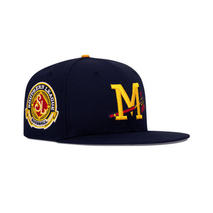 New Era Milwaukee Braves Fitted Grey Bottom "Navy Yellow" (1885 Southern League Baseball Embroidery)