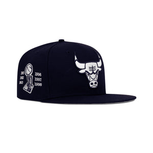 New Era Chicago Bulls Fitted Grey Bottom "Navy White" (6X Champs Embroidery)