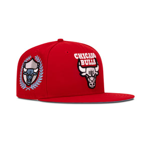 New Era Chicago Bulls Fitted Sky Bottom "Red White Black" (Bull Logo Embroidery)