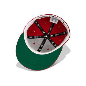 New Era St. Louis Cardinals Fitted Green Bottom "Red White" (1966-2005 Busch Stadium Final Season Embroidery)