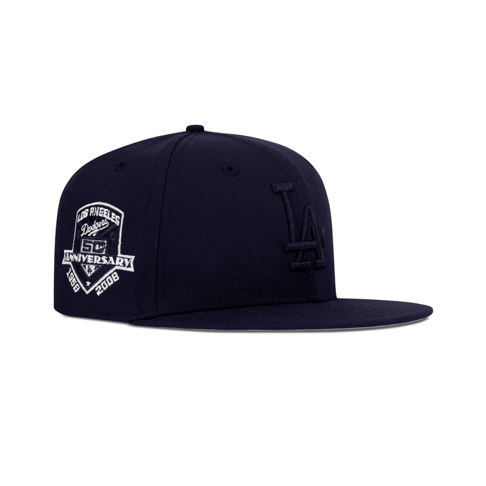 New Era Los Angeles Dodgers Fitted Grey Bottom "Navy Black" (50th Anniversary Embroidery)