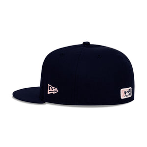 New Era Fort Myers Mighty Mussels Fitted Pink Bottom "Navy White Pink" (Florida State League Embroidery)