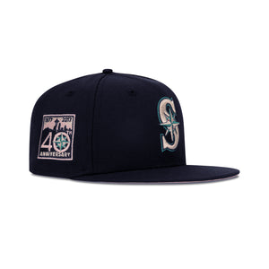 New Era Seattle Mariners Fitted Pink Bottom "Navy Teal" (40th Anniversary Embroidery)