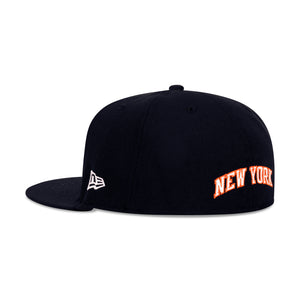 New Era New York Knicks Fitted Grey Bottom "Navy Orange" (2X World Champs Embroidery)