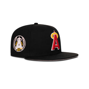 New Era L.A. Anaheim Angels Fitted Pink Bottom "Black Red Yellow" (25th Anniversary Embroidery)