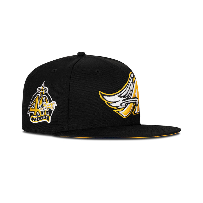 New Era L.A. Anaheim Angels Fitted Yellow Bottom "Black Yellow" (40th Season Embroidery)