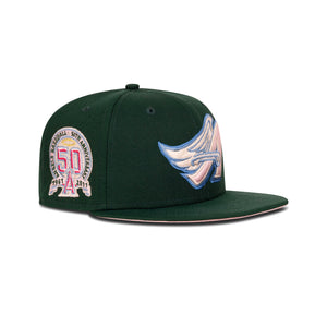 New Era L.A. Anaheim Angels Fitted Pink Bottom "Green Pink Sky " (50th Anniversary Embroidery)