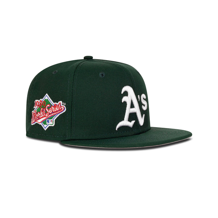 New Era Oakland Athletics Fitted Grey Bottom "Forest Green" (1989 World Series Embroidery)