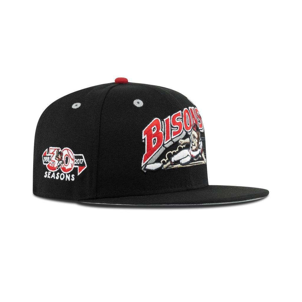 New Era Buffalo Bisons Fitted Grey Bottom "Black Red" (30th Seasons Embroidery)