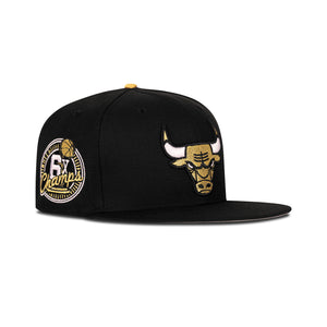 New Era Chicago Bulls Fitted Grey Bottom "Black Gold" (6X Champs Embroidery)