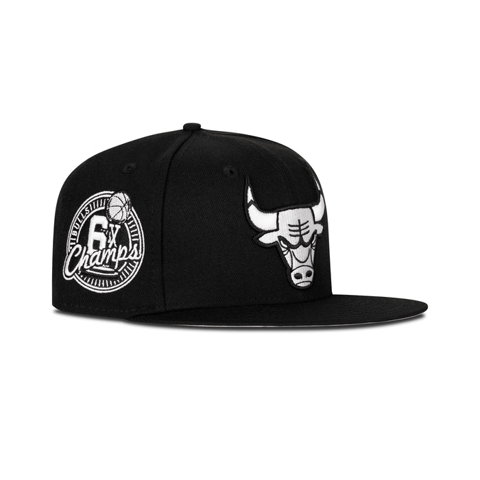 New Era Chicago Bulls Fitted Grey Bottom "Black White" (6X Champs Embroidery)