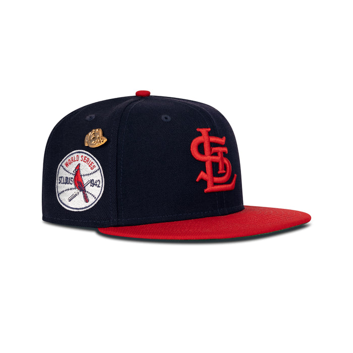 New Era St. Louis Cardinals Fitted Green Bottom "Navy Red" (1942 World Series Embroidery With New Era Pin)