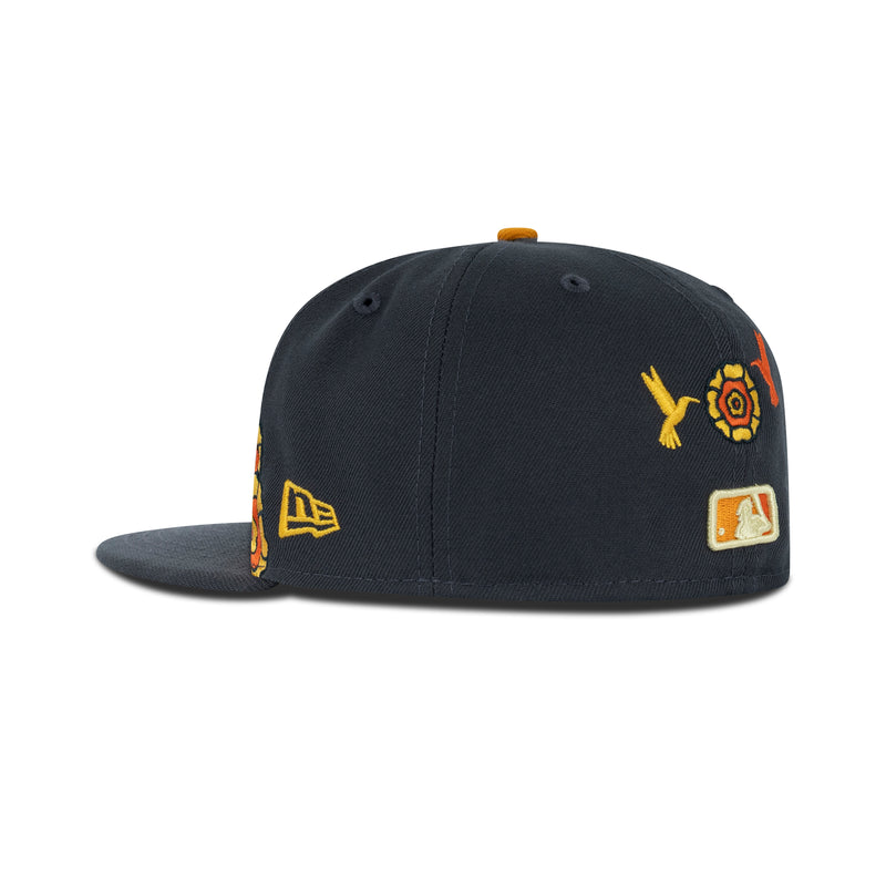 New Era Los Angeles Dodgers Dia De Muertos Fitted Yellow Bottom 