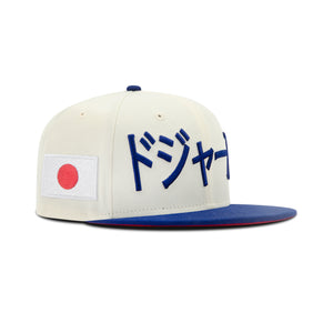New Era Los Angeles Dodgers Kanji Japan Fitted Red Bottom "Cream Royal" (Japan Flag Embroidery)