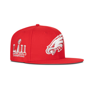 New Era Philadelphia Eagles Fitted Grey Bottom "Red White" (LII Super Bowl Embroidery)