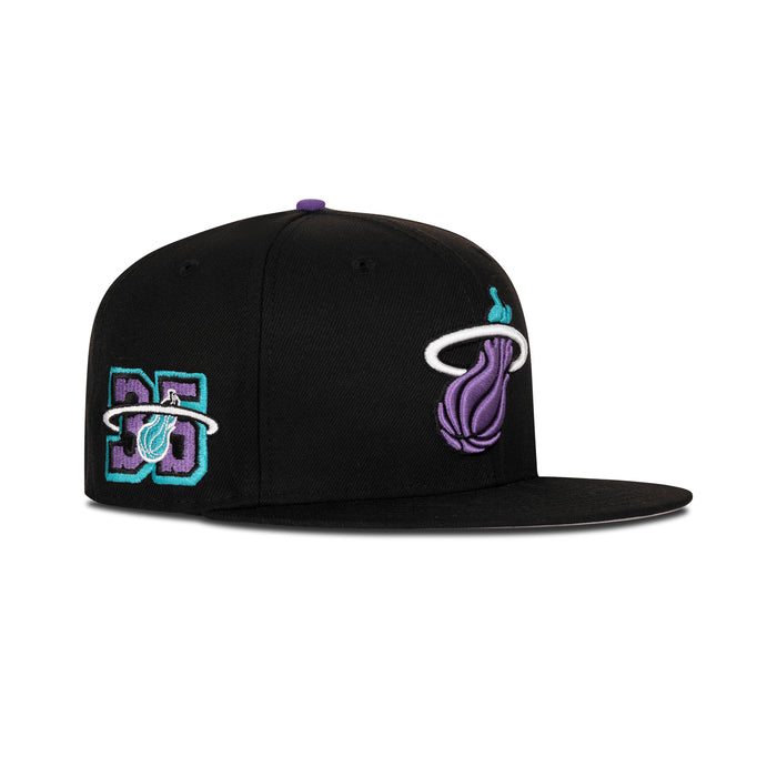 New Era Miami Heat Fitted Grey Bottom "Black Teal Purple" (35th Anniversary Embroidery)