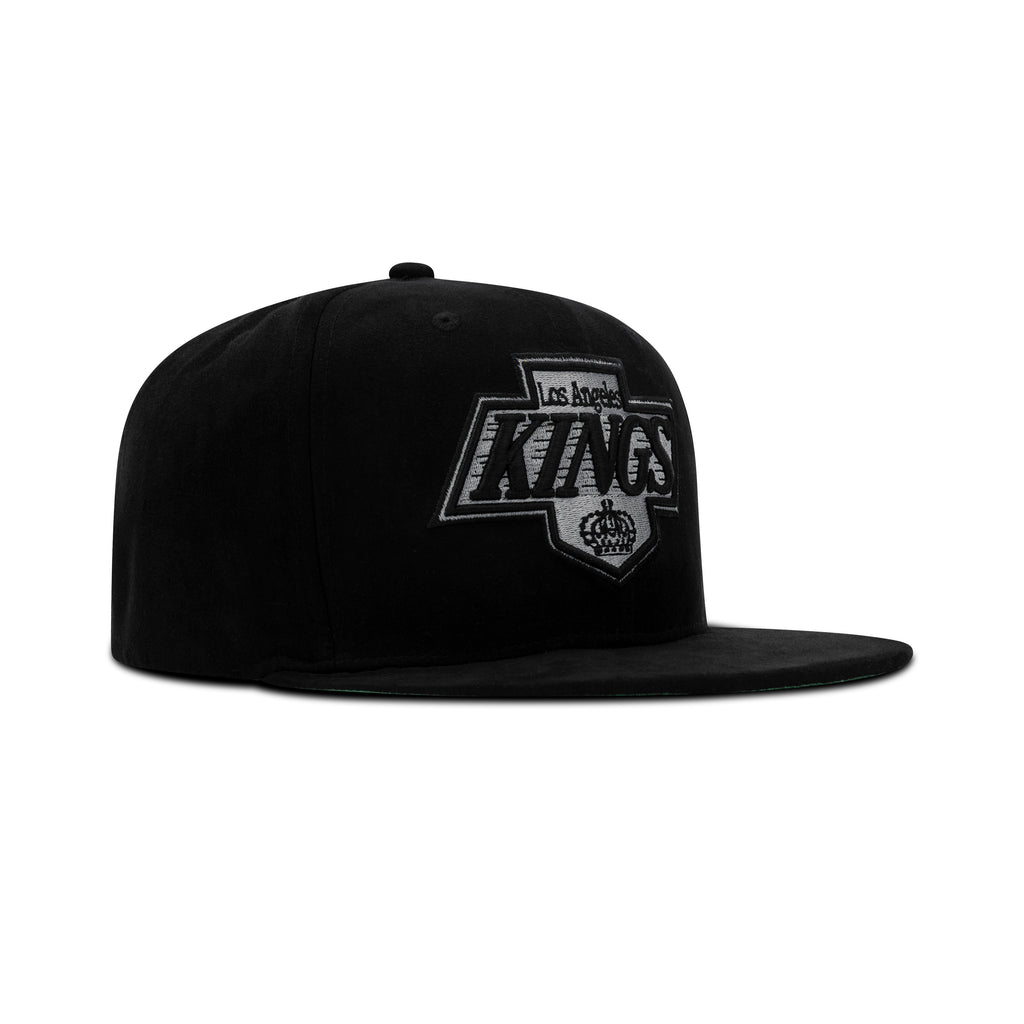 Mitchell & Ness Los Angeles Kings Sweet Suede Snapback Green Satin Bottom "Black"