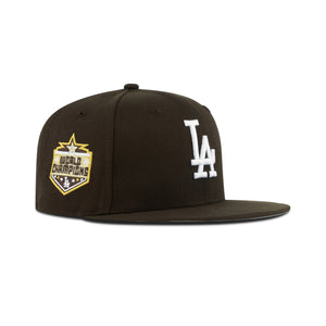 New Era Los Angeles Dodgers Fitted Grey Bottom "Brown White" (2020 World Champions Embroidery)