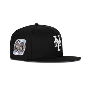 New Era New York Mets Fitted Sky Blue Bottom "Black White" (2000 Subway Series Embroidery)