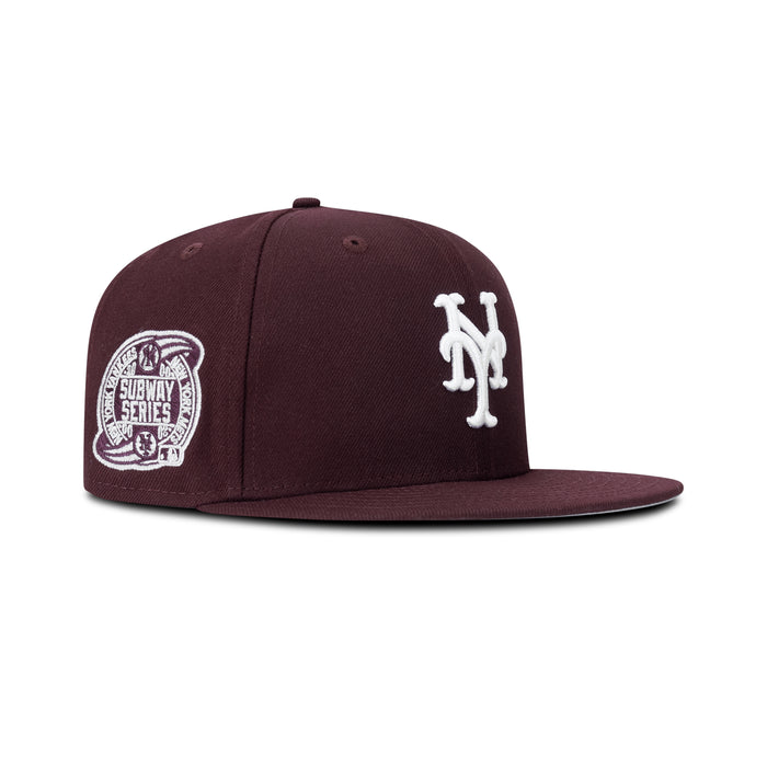 New Era New York Mets Fitted Grey Bottom "Burgundy White" (2000 Subway Series Embroidery)