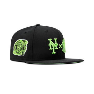 New Era NYY X NYM Fitted Lime Green Bottom "Black Lime" (2000 Subway Series Embroidery)