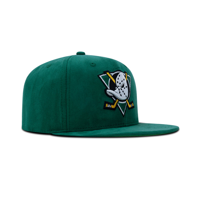 Mitchell & Ness Mighty Ducks Sweet Suede Snapback Green Satin Bottom "Teal"