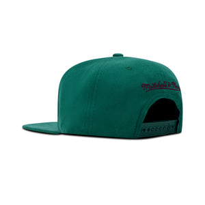Mitchell & Ness Mighty Ducks Sweet Suede Snapback Green Satin Bottom "Teal"