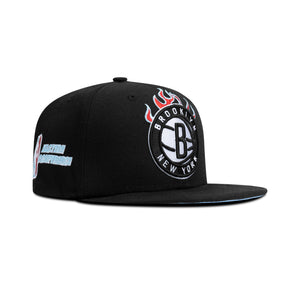 New Era Brooklyn Nets Fitted Sky Blue Bottom "Black White Red" (Eastern Conference Embroidery)