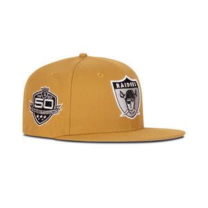 New Era Oakland Raiders Fitted Grey Bottom "Tan Black" (50 Commitment To Excellences Embroidery)