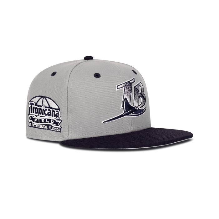 New Era Tampa Bay Rays Fitted Grey Bottom "Grey Navy" (Tropicana Field Patch Embroidery)
