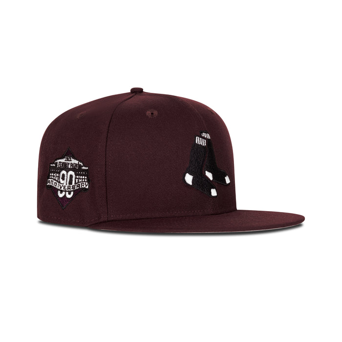 New Era Boston Red Sox Fitted Grey Bottom "Burgundy Black" (1912 Fenway Park Anniversary Embroidery)