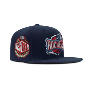 Mitchell & Ness Houston Rockets Snapback Green Bottom "Navy Blue Red" (Western Conference Patch Embroidery)